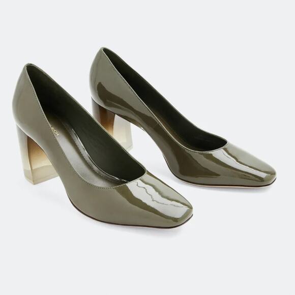 TORY BURCH Banana Moss Green Heel Pumps Size 9 NEW - Picture 1 of 9